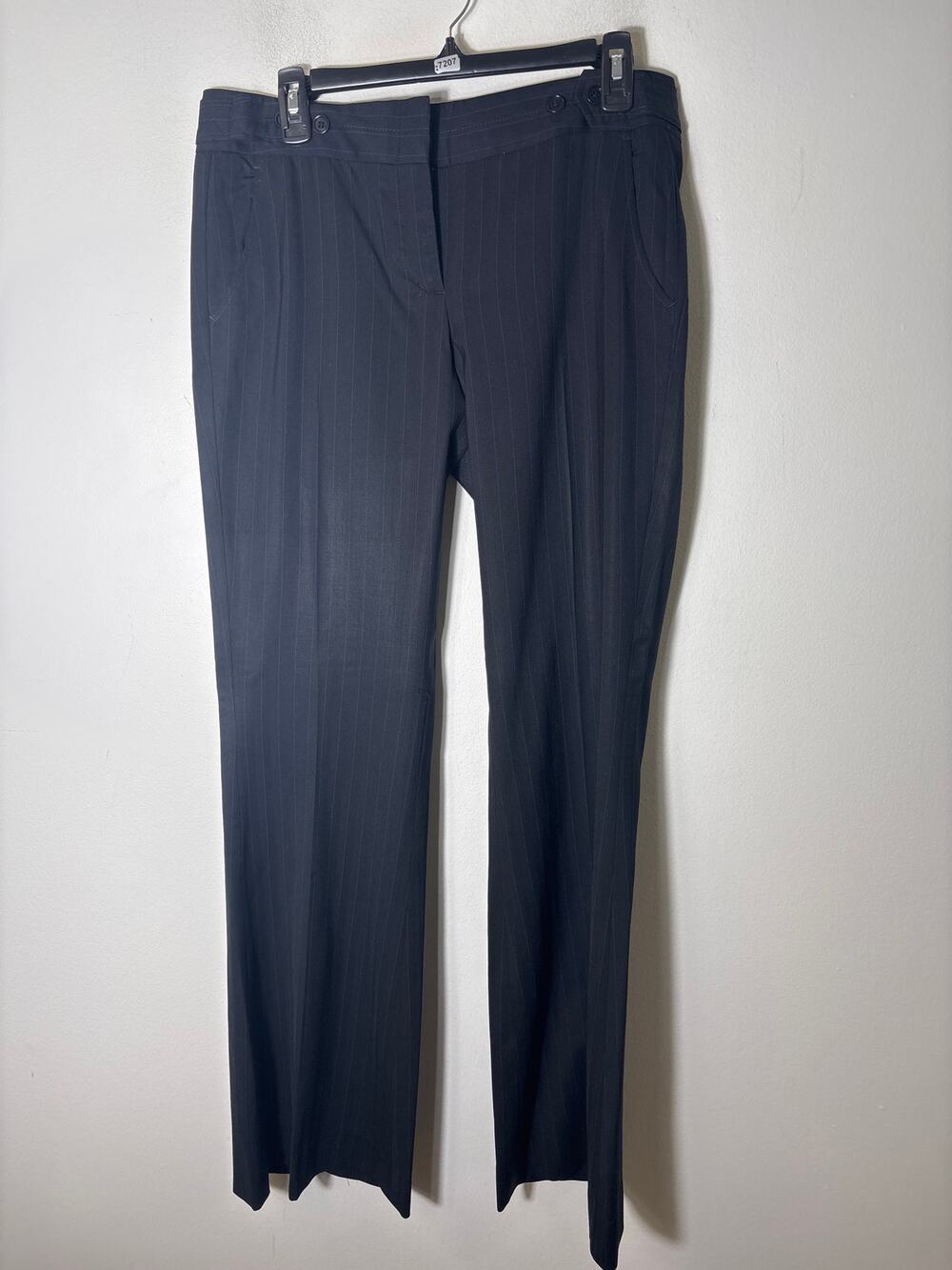 BCBG Black W Blue Pin Stripe Pants Sz 8
